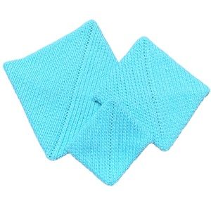 Handmade mint green crochet knit pot holder trio